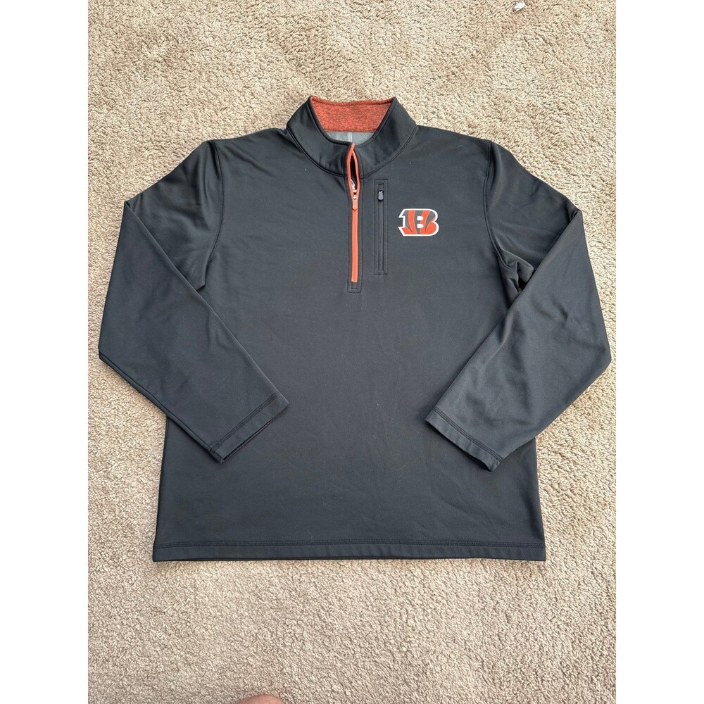 Cincinnati Bengals Majestic CoolBase Men’s Pullover 1/4 Zip Jacket Size Large